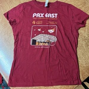 Women’s red PAX East convention tshirt